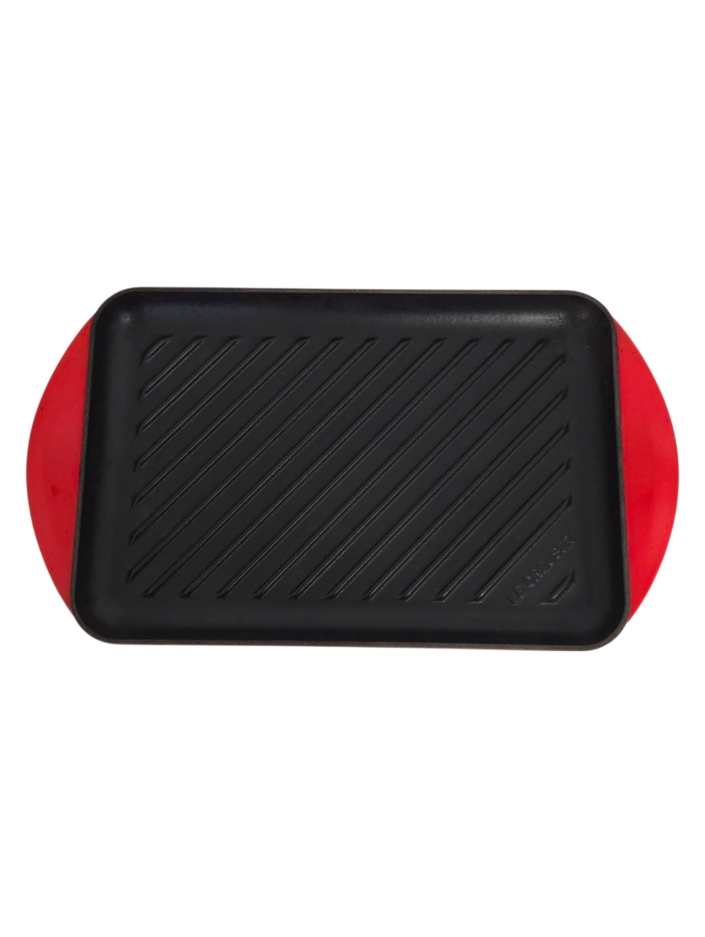 Le Creuset Cerise Red Enameled Cast Iron 32 Handled Rectangular Skinny Grill Pan